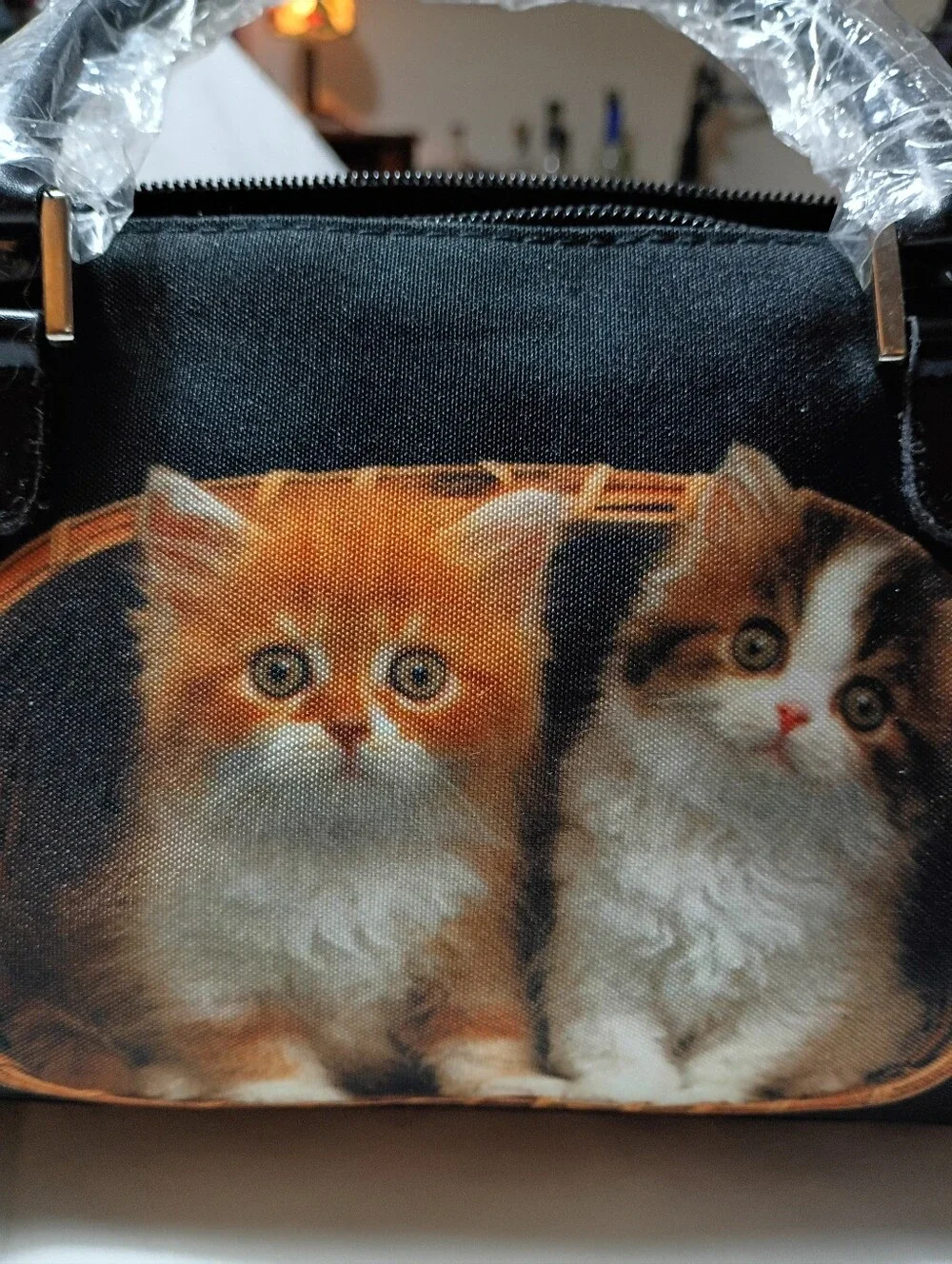 Cats in Basket Pet Tote Bag - Black